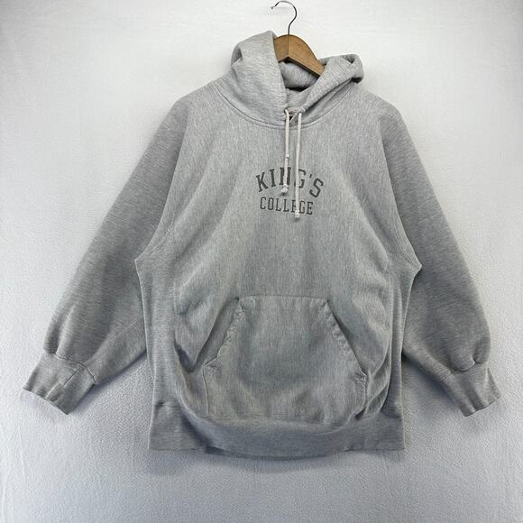 Vintage Kings College Sweatshirt Men's large Gray pro Weave Heavyweight Spellout - Picture 2 of 9